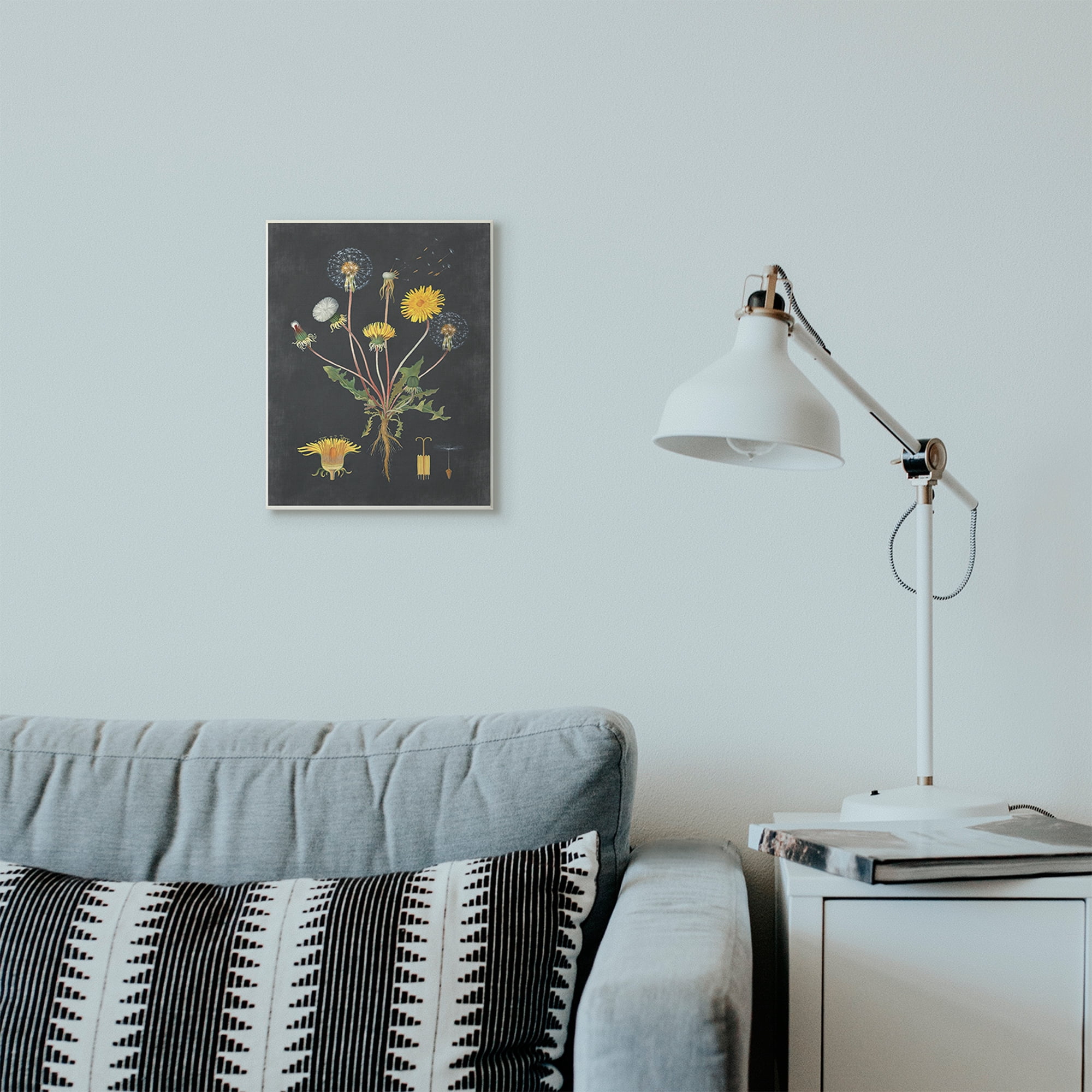 Stupell Industries Botanical Drawing Dandelion On Black Design Wall Plaque by Lettered and Lined