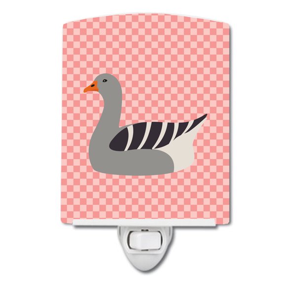 Pilgrim Goose Pink Check Ceramic Night Light