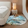 thumbnail image 3 of Sea Turtle Coastal Round Area Rug 3.3 FT, Non Slip Small Entryway Kitchen Mat, Summer Beach Teal Coral Starfish Washable Soft Circular Rug Non-Shedding Door Mat for Bathroom Playroom Kids Room, 3 of 9