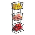 thumbnail image 5 of mDesign Tall Standing Bathroom Shelf Holder Rack - 3 Metal Wire Baskets - Black, 5 of 6
