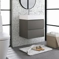 thumbnail image 2 of Wood Wall-Mounted Bathroom Vanity Set with White Integrated Resin Sink 24" x 18" -  Grey, 2 of 5