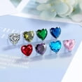 thumbnail image 2 of GKNET Women AAA Crystal Zircon 925 Silver Heart Stud Earrings Delicate Jewelry 9 Color-Sea blue, 2 of 8