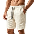 thumbnail image 2 of WIZUTIZ Men's Solid Color Casual Sports Elastic Waist Drawstring Pocket Shorts Polyester Relaxed Fit Lightweight Summer Athletic Bottoms for Outdoor Daily Wear, 2 of 5