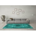 thumbnail image 3 of Ahgly Company Machine Washable Indoor Rectangle Oriental Turquoise Blue Industrial Area Rugs, 2' x 4', 3 of 4