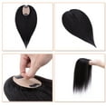 thumbnail image 5 of MY-LADY 100% Remy Human Hair Silk Base Top Hairpiece for Women Clip in Topper Hand-made Top Toppee Hair Piece for Thinning Hair Loss Hair Grey Hair 6inch #1B Natural Black, 5 of 8