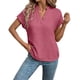thumbnail image 2 of Xuyuer Ladies' Fashionable Casual Solid Color Short Sleeved V-Neck Linen Top - Breathable Summer Blouse for Beach Vacations, Weekend Outings and Relaxed Everyday Outfits, 2 of 6
