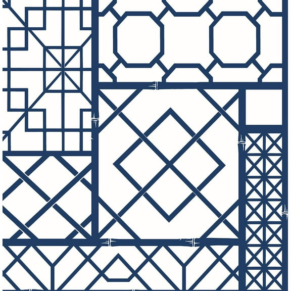 NextWall Navy Blue Garden Trellis Peel and Stick Wallpaper