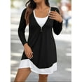 thumbnail image 6 of Cuteduck Plus Size Women’s Long Sleeve V-Neck Zipper Dress Autumn/Winter 1X-5X, 6 of 8