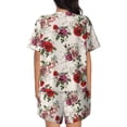 thumbnail image 3 of Naloa Rose Flowers Women's Short-Sleeved Pajama Set, Loungewear, Summer pajamas, Breathable Cozy - 4X-Large, 3 of 9