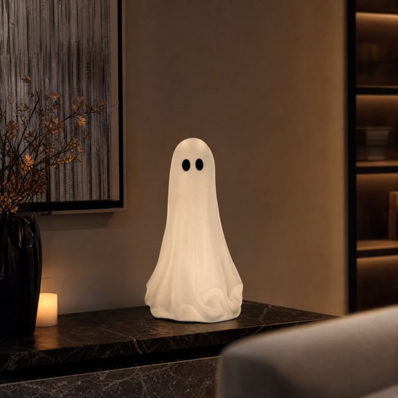 Texas Large Ghost Tabletop Decoration For Mantel Shelf Entryway Table Fall Holiday Decoration, Black and White, 20"
