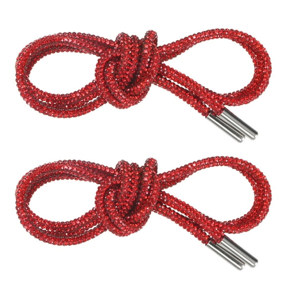 Uxcell 1-Pair Rhinestone Shoelaces 47" Crystal Cords for Sneakers Red