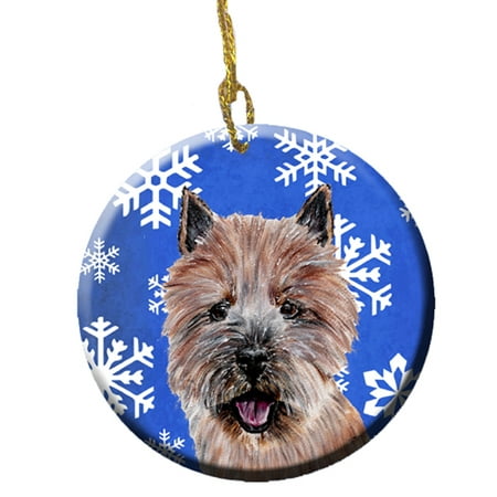 Norwich Terrier Winter Snowflakes Ceramic Ornament