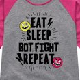 thumbnail image 3 of Big Hero 6 - Eat Sleep Bot Fight - Toddler And Youth Girls Raglan Graphic T-Shirt, 3 of 5