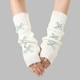 thumbnail image 2 of MEICHEN Solid Color Knitted Preppy Style Arm Warmer for Women Fashion Winter Fingerless Gloves Womens Bow Print Mittens, 2 of 3
