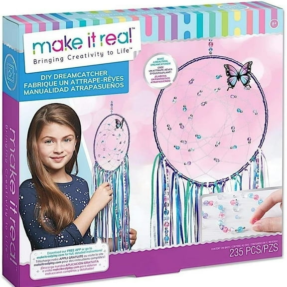 Make It Real: DIY Dreamcatcher - Purple Pink Blue Butterfly, 175 Piece All-In-One DIY Kit, Bedroom Décor, Make A Beautiful Hanging Bead Dreamcatcher, Tweens & Girls Ages 8 