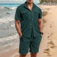 thumbnail image 2 of JIKNTTR Men's 2 Piece Summer Short Sets 2025 Plus Size Pocket Shirt Short Sleeved Shorts Set Daily Casual Sport Suit, 2 of 9