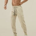 thumbnail image 2 of HOOMEUMY Men's Sweatpants with Pockets Drawstring Bound Feet Basic Casual Joggers Tapered Fleece Gym Workout Pants Beige XL, 2 of 4