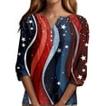 thumbnail image 7 of ADSSDQ 3/4 Length Sleeve Womens Tops 4th of July Button Down Shirts for Women Summer Top 2025 Patriotic American Flag Stars Stripes Graphic Tees Royal Blue M, 7 of 7