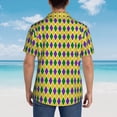 thumbnail image 6 of Bixox Men's Hawaiian Shirts Men's Mardi Gras Purple Yellow Plaid Print Short-Sleeve Shirt-3X-Large, 6 of 8