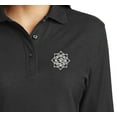 thumbnail image 2 of Ladie's White Lotus Om Patch Moisture-Wicking Long Sleeve Polo Shirt, 3XL Dark Green, 2 of 3