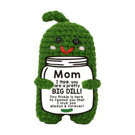 Handmade Mothers Day Gift for Mom from Daughter or Son - Funny Crochet Pickle Plush with Heart Card, Cute Handmade Present, Unique Stocking Stuffer for Mama, Best Mom Ever