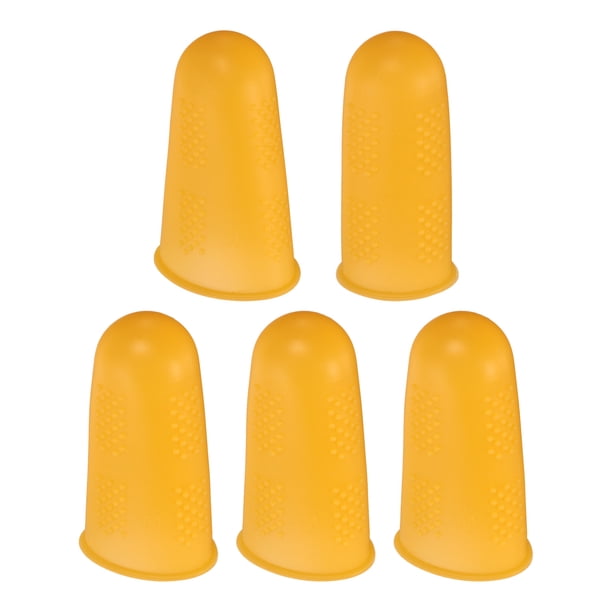 Uxcell 10Pcs Protectores de Dedos de Goma, Dedales de Silicona, 3 Tamaños, Naranja