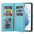 thumbnail image 6 of Wallet Case for Samsung Galaxy S23 Ultra 5G, Glitter Bling Flip Folio Leather Protective Magnetic Stand Zipper Purse Phone Cover with Card Slot Holder Wrist Strap for Women, Skyblue, 6 of 9