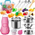 thumbnail image 1 of Kids Kitchen Accessory, Role Play Chef with Stainless Steel Utensils Pots and Pans Children's Kitchen Set for Boys, 1 of 4