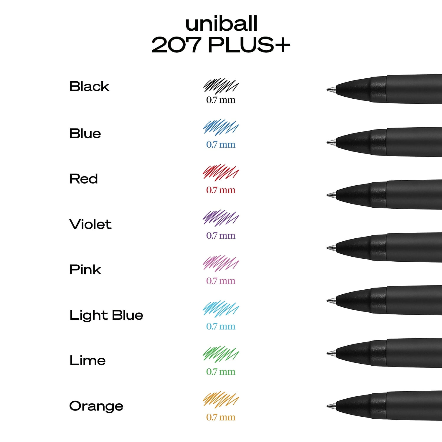 Uni-ball 207 Plus+ Gelroller, Mittlere Spitze 0,7 Mm, Einziehbar, Für Flüssiges Schreiben