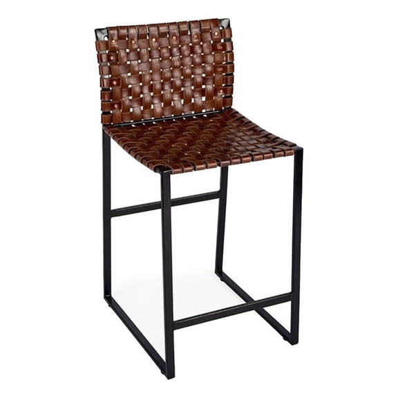 Beaumont Lane 27" Transitional Metal Counter Stool in Brown/Black