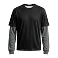 thumbnail image 7 of IAJDKMEK Men's Mock Layered Crewneck Top – Long Sleeve, Patchwork Design, Mens Casual Shirts, Fashionable Everyday Tee, 7 of 7