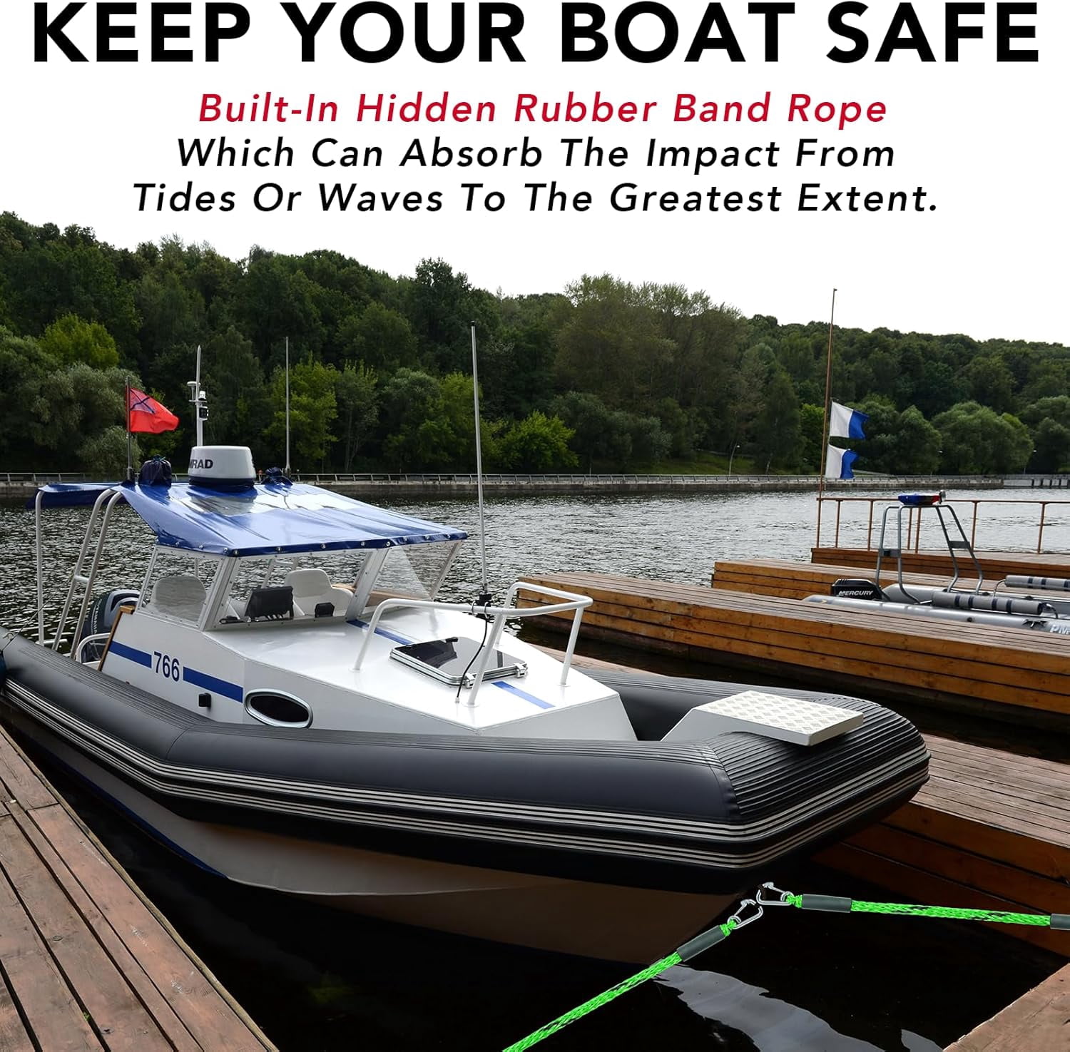 4 Feet Bungee Dock Line Mooring Rope for Docking with Stainless Steel Clip Accessories for Boats PWC, Built in Snubber, Kayak, Watercraft,SeaDoo,Jet Ski, Pontoon, Power Boat 2-Pack (Yellow&Black)