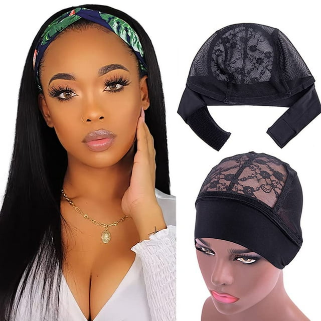 Headband Wig Cap Headband Wig Cap for Wig Making Lace Wig Cap with Adjustable Hook & Loop Wig
