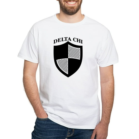 CafePress - Delta Chi Black Icon T Shirt - Men's White Classic Cotton T-Shirts