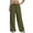 Army Green women wide leg linen pants a1, variant on Cagogo Women Wide Leg Linen Pants Casual Elastic Waist Flowy Solid Lounge Long Trousers with Pockets Summer Comfortable Beach Party Pants for Women, Army Green 2XL