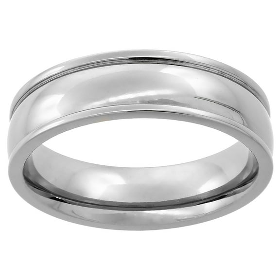 Titanium Domed Raised Edges Wedding Band Ring 6mm
