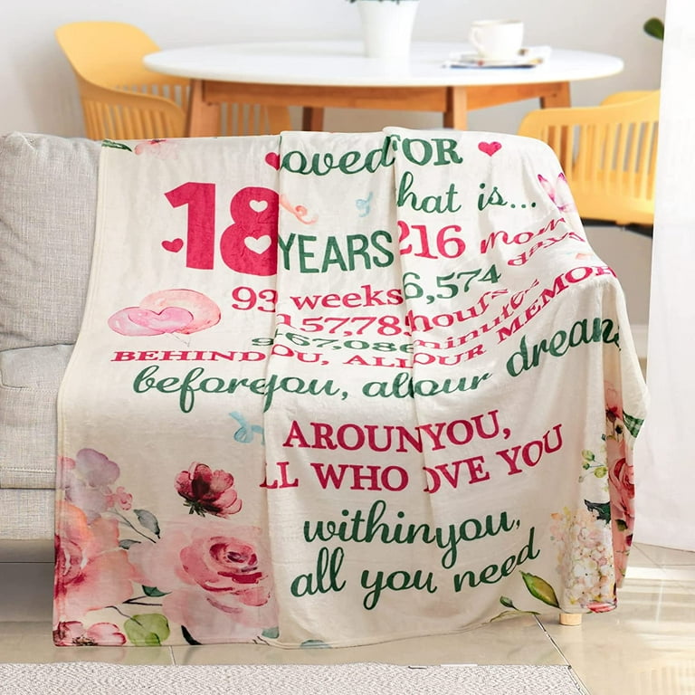 18th Birthday Gifts for Girls Happy 18th Birthday Decorations for Girl 18  Year Old Birthday Gifts for 18 Year Old Girl Birthday Gift Ideas for  Daughter Bestie Sister Blanket 60X50 - Pink 