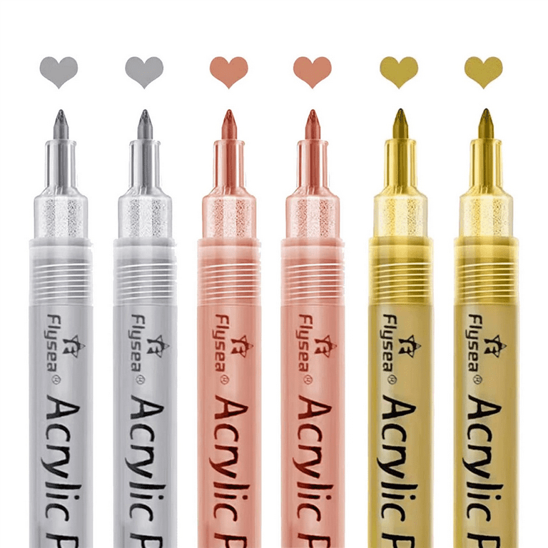 2set Acrylic Paint - Gold,Silver And Gold Paint , Metallic Marker  ,Water-Based Metallic Paint Pen Set 