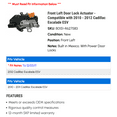 thumbnail image 2 of Front Left Door Lock Actuator - Compatible with 2010 - 2012 Cadillac Escalade ESV 2011, 2 of 2