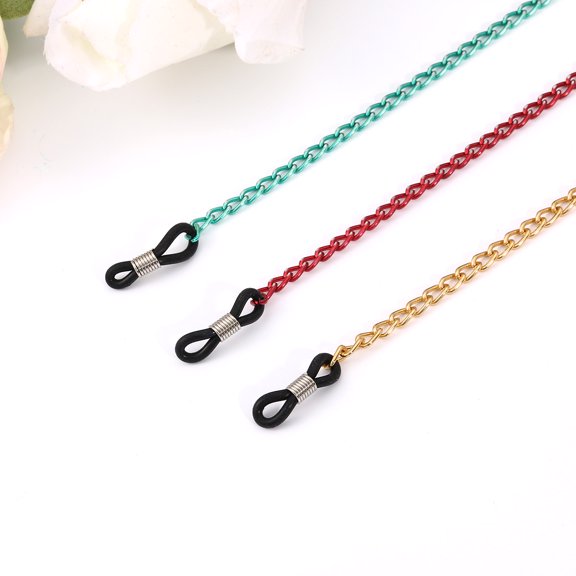 ETEREAUTY 3-Pack Aluminum Sunglasses Chains with Rubber Tips for Secure Hold, Assorted Colors for Men and Women