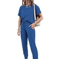 thumbnail image 5 of Yuemengxuan Solid Color Simple Style Casual Round Collar Short Sleeve T-Shirt+ High Waist Trousers, 5 of 6