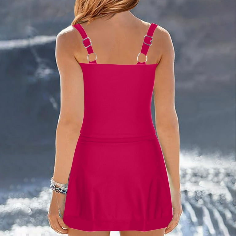 Sakmal Bathing Suits for Women Plus Size Red Swim Dress Tummy Control Girls  Swimsuit - Walmart.com