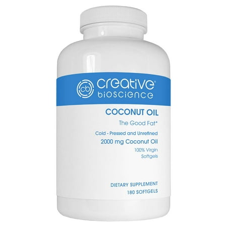 Creative Bioscience Coconut Oil Softgels, 2000 mg, 180 (Best Coconut Oil Brand For Weight Loss)