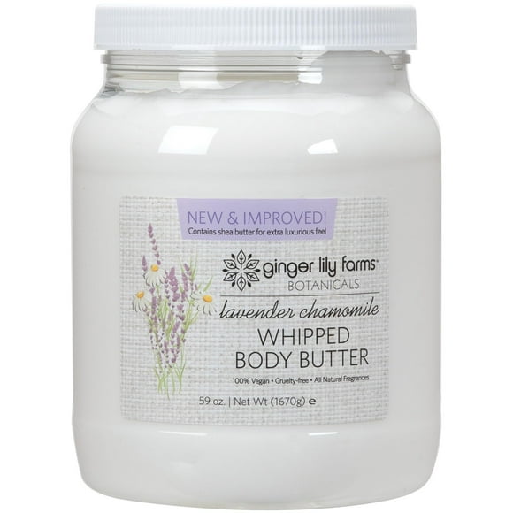 Ginger Lily Farms Botanicals Whipped Body Butter for Dry Skin, Ultra-Hydrating, 100% Vegan & Cruelty-Free, Lavender Chamomile, 59 Ounces