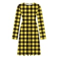 thumbnail image 5 of Odbmxy Tunic Womens Midi Dress Fall Plaid Long Sleeve Smock Shift Everyday Loose Women Dress Casual, 5 of 7