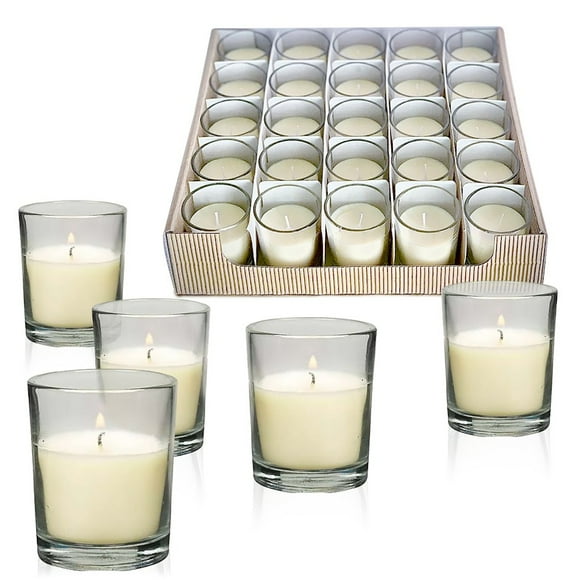 Chandelle Votive 10 H avec Porte-Verre - Boîte de 25 Ivoire