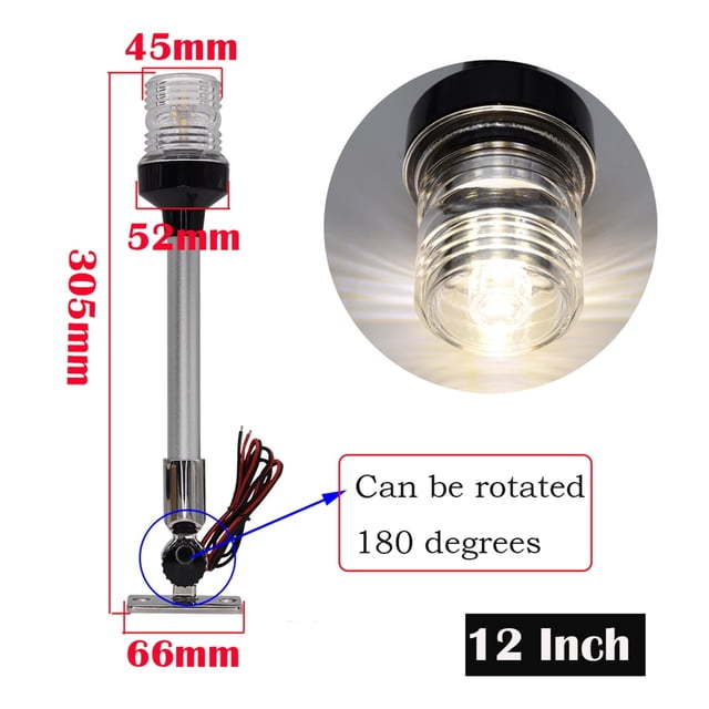 Marine Boat Yacht Stern Anchor Pure White LED Navigation Light All Round 360° DC 12V Waterproof Anchor Signal Light ,High Bright