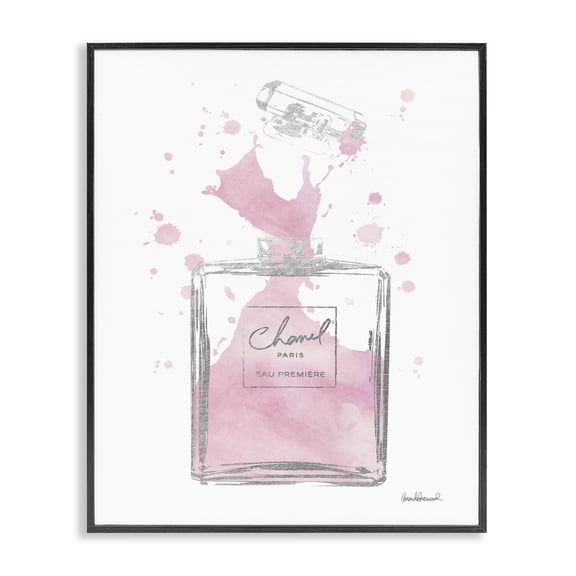 Stupell Industries Art Deco Fashion Designer Pink Silver Perfume Watercolor Black Framed Giclee Art, 11 x 14, by Amanda Greenwood