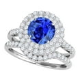 thumbnail image 1 of Aonejewelry 1.45 Carat Ttw Halo Tanzanite and Diamond Bridal Set In 14k White Gold, 1 of 4