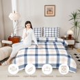thumbnail image 3 of Manfei Classic Plaid Queen Comforter Set,Geometric Stripes Comforter Sets Queen,Navy Pink White,Light Gray Reversible,3-Piece,1 Comforter and 2 Pillowcases,3-Piece,1 Comforter and 2 Pillowcases, 3 of 7